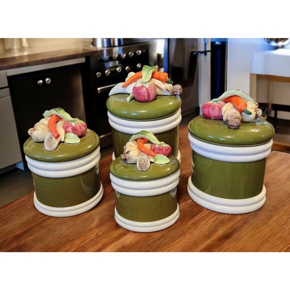 Arnart 5th Avenue Garden Harvest Collection 4pc Canister Set With Lid 1960s Vtg - Picture 6 of 8